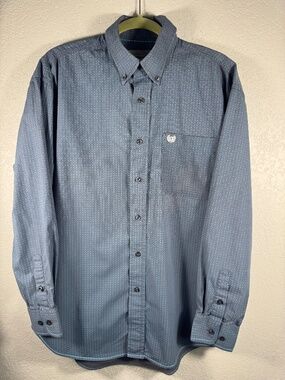 Rough Stock Panhandle Slim Shirt Mens M Blue Geometric
